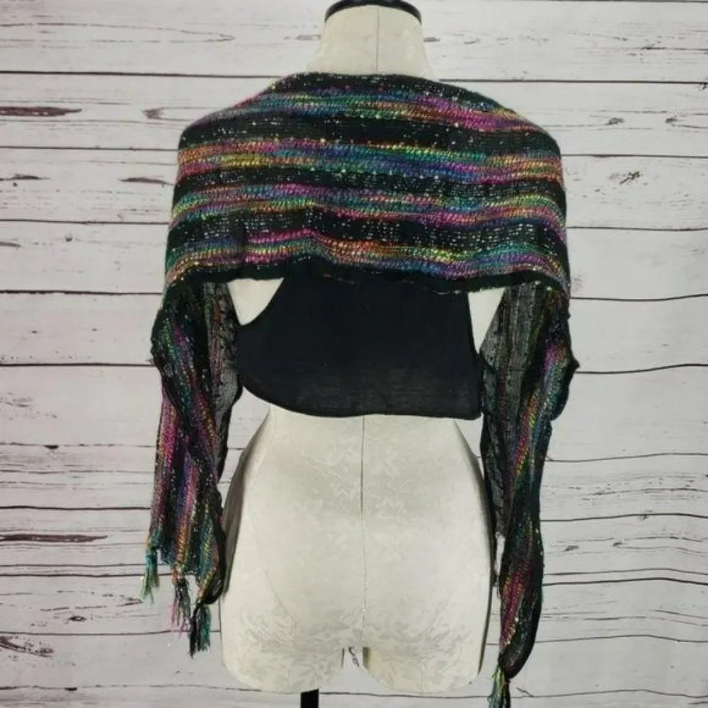 Justice Girl's‎ Rainbow Fringe black M/L Vest